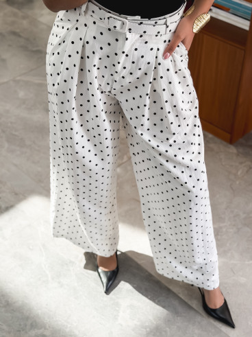 Pantalon à pois Phybie - Blanc