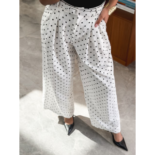 Pantalon à pois Phybie - Blanc
