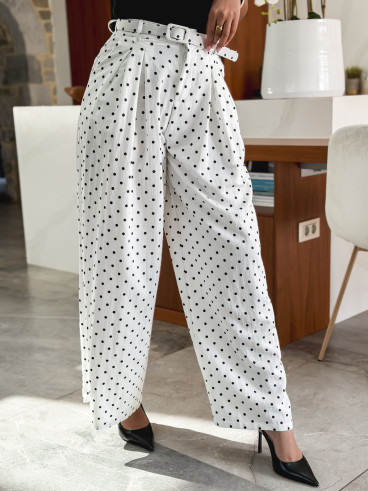Pantalon à pois Phybie - Blanc