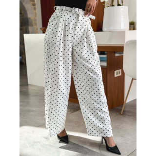 Pantalon à pois Phybie - Blanc