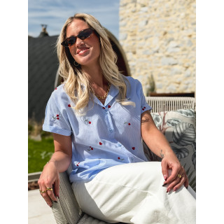 Chemise lignée à motifs Evanie - Bleu