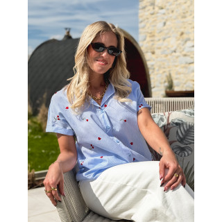 Chemise lignée à motifs Evanie - Bleu