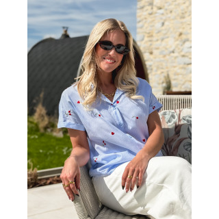 Chemise lignée à motifs Evanie - Bleu