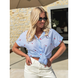 Chemise lignée à motifs Evanie - Bleu