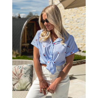 Chemise lignée à motifs Evanie - Bleu