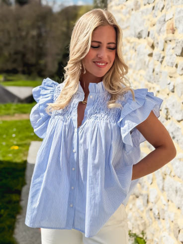 Blouse lignée Calie - Bleu
