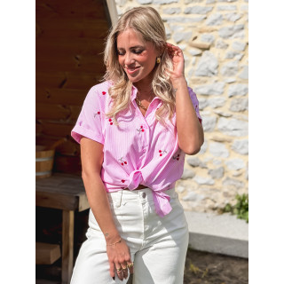 Chemise lignée à motifs Evanie - Rose