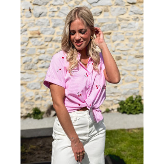 Chemise lignée à motifs Evanie - Rose