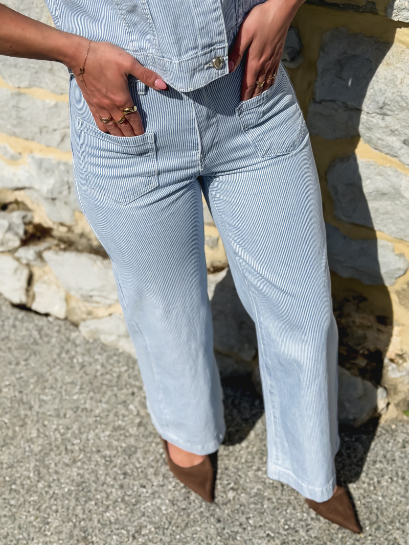 Jeans ligné Louisa - Bleu Jeans ligné Louisa - Bleu