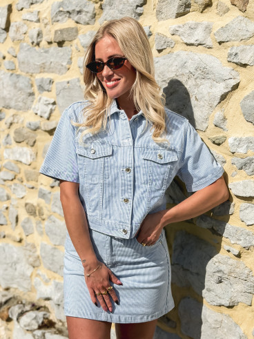 Veste en jeans lignée Louisa - Bleu