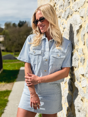 Veste en jeans lignée Louisa - Bleu