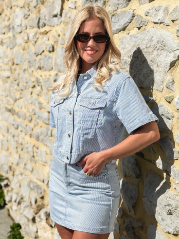 Jupe short ligné Louisa - Bleu