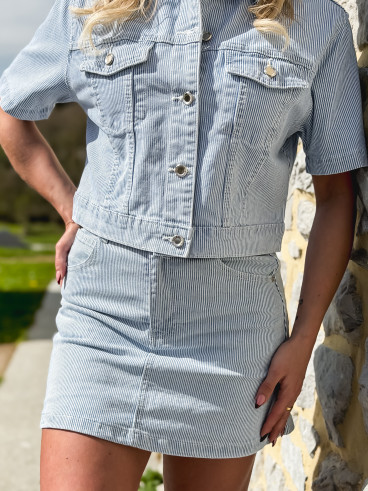 Jupe short ligné Louisa - Bleu