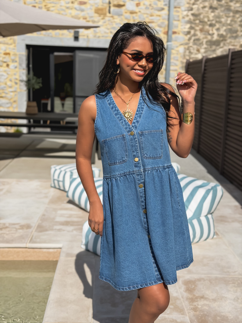 Robe courte en jeans Naëlya - Bleu Robe courte en jeans Naëlya - Bleu