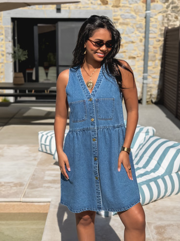 Robe courte en jeans Naëlya - Bleu Robe courte en jeans Naëlya - Bleu