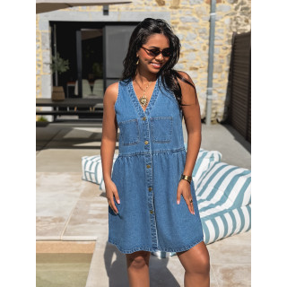 Robe courte en jeans Naëlya - Bleu