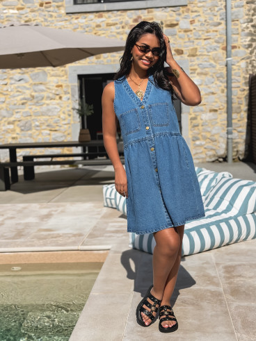 Robe courte en jeans Naëlya - Bleu Robe courte en jeans Naëlya - Bleu