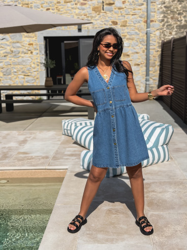 Robe courte en jeans Naëlya - Bleu Robe courte en jeans Naëlya - Bleu