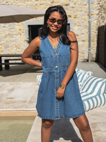 Robe courte en jeans Naëlya - Bleu