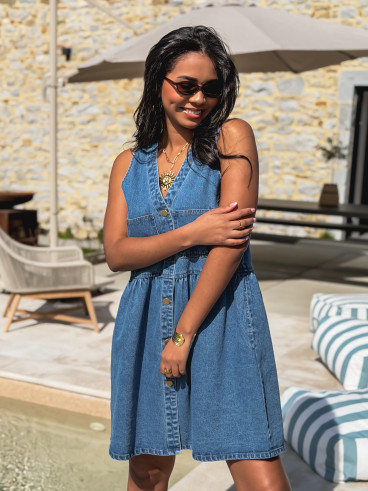 Robe courte en jeans Naëlya - Bleu Robe courte en jeans Naëlya - Bleu