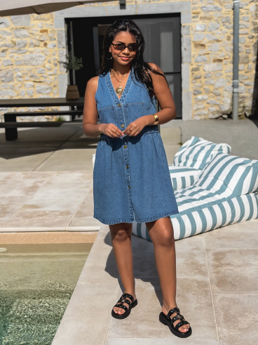 Robe courte en jeans Naëlya - Bleu Robe courte en jeans Naëlya - Bleu