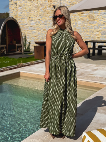 Robe longue à pois Aénore - Vert