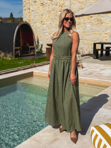 Robe longue à pois Aénore - Vert