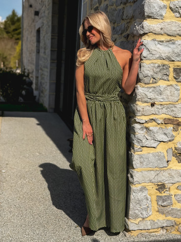 Robe longue à pois Aénore - Vert