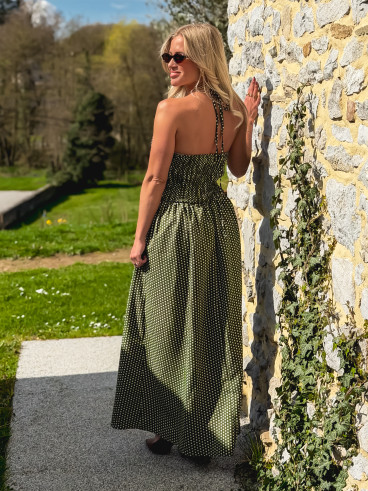 Robe longue à pois Aénore - Vert