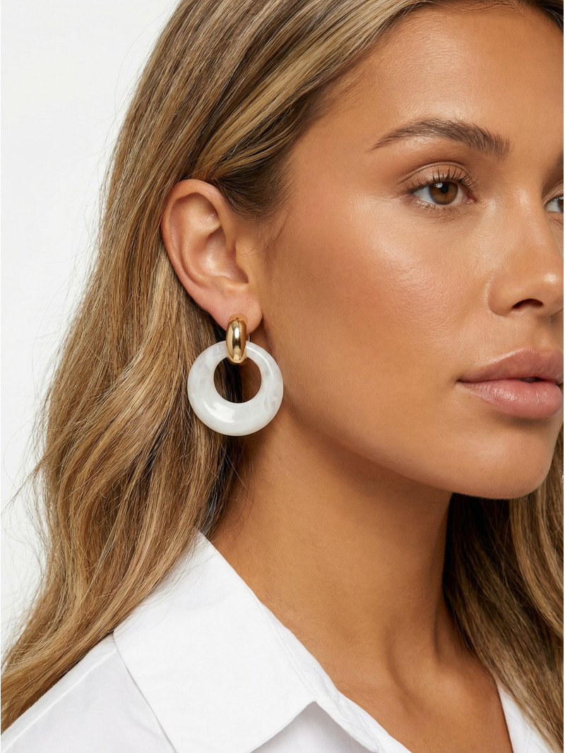 Boucles d'oreilles Solaine - Doré/Nacré