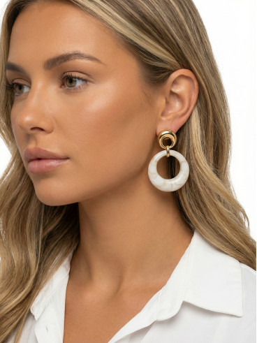 Boucles d'oreilles Vahina - Doré/Beige