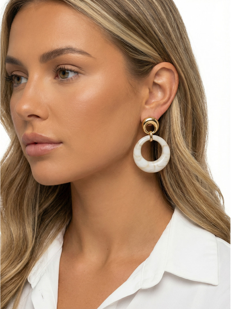 Boucles d'oreilles Vahina - Doré/Beige