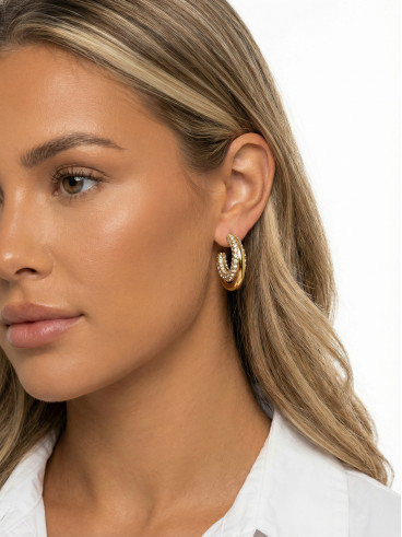 Boucles d'oreilles Stéphania - Doré/Blanc