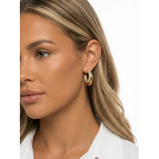 Boucles d'oreilles Stéphania - Doré/Blanc