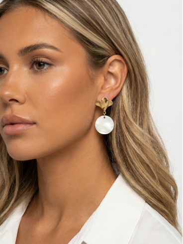 Boucles d'oreilles Halo - Doré/Nacré