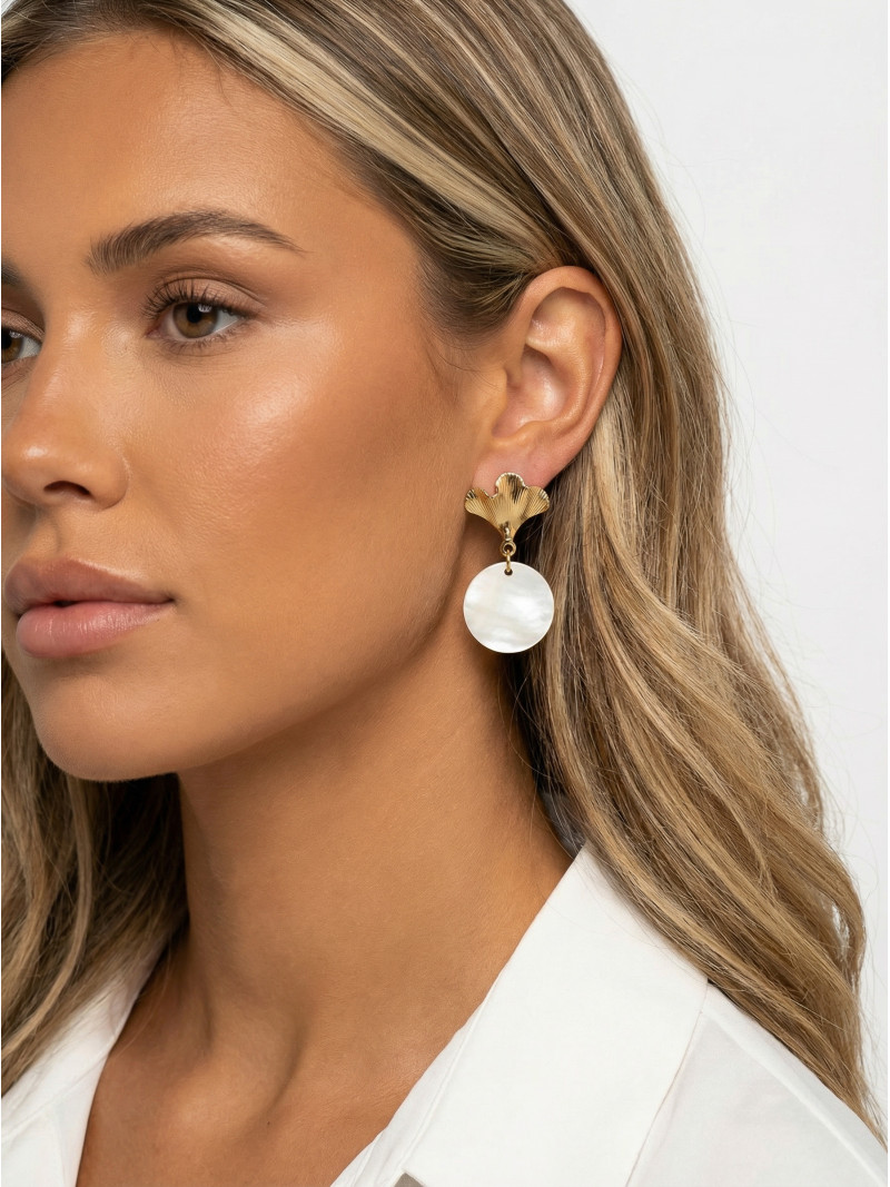 Boucles d'oreilles Halo - Doré/Nacré