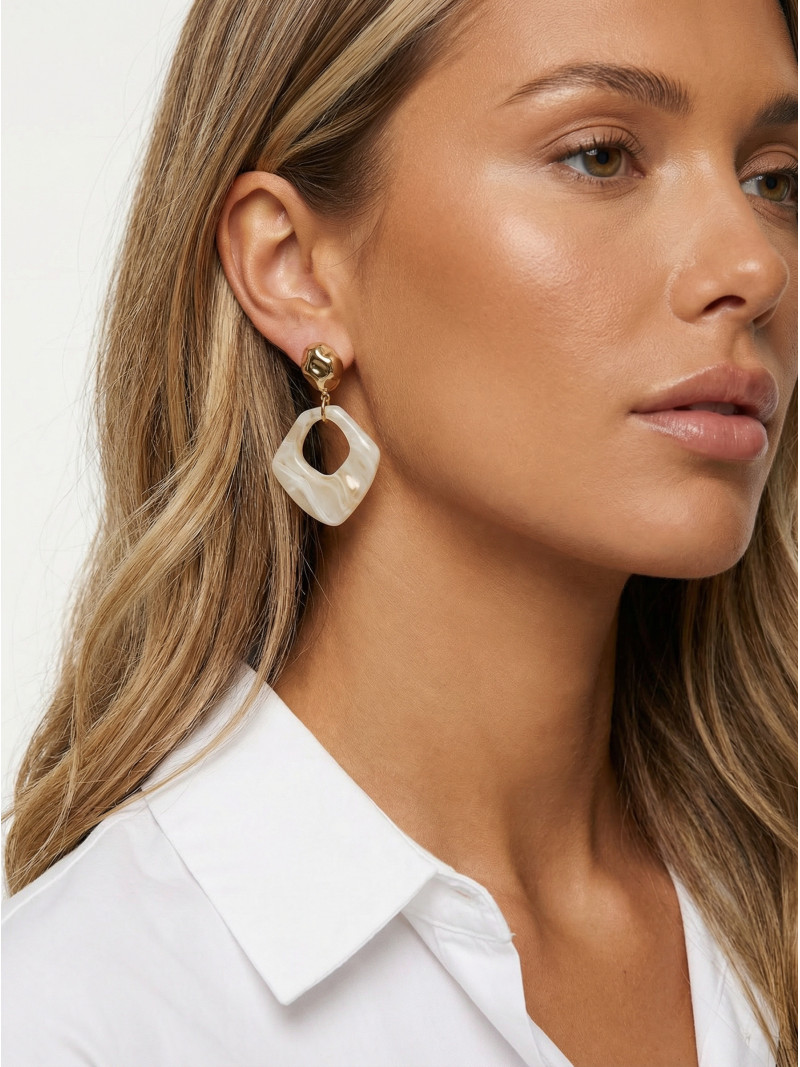 Boucles d'oreilles Alexanne - Doré/Beige