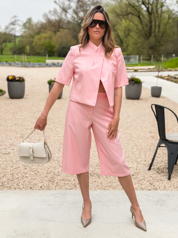 Veste lignée Zélya - Rose Veste lignée Zélya - Rose