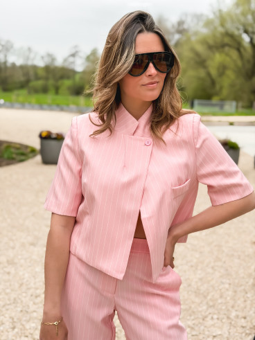 Veste lignée Zélya - Rose Veste lignée Zélya - Rose