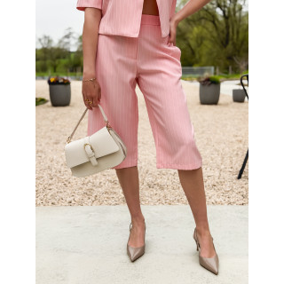 Bermuda ligné Zélya - Rose