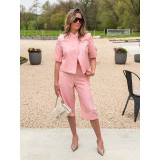 Bermuda ligné Zélya - Rose