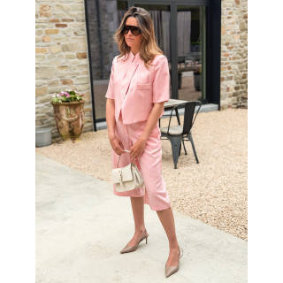 Bermuda ligné Zélya - Rose