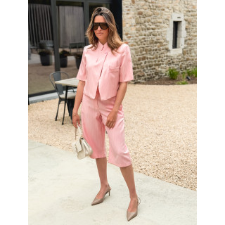 Bermuda ligné Zélya - Rose