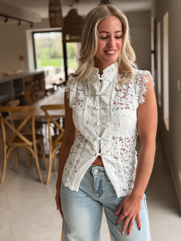 Blouse en dentelle Taylee - Blanc