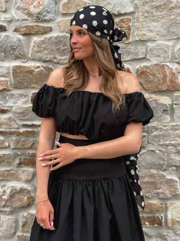 Foulard à pois Laira - Noir