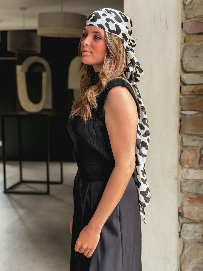 Foulard léopard Lovita - Ecru/Noir