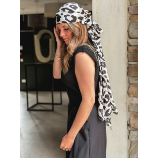 Foulard léopard Lovita - Ecru/Noir