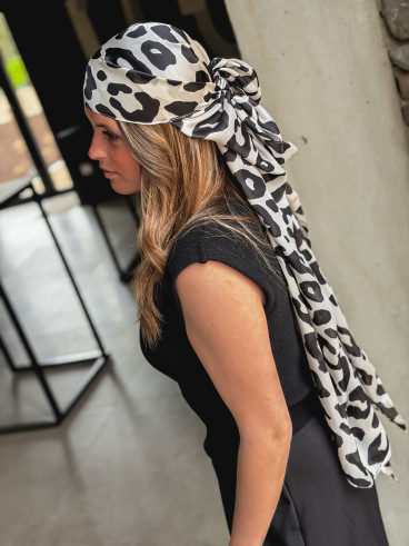 Foulard léopard Lovita - Ecru/Noir