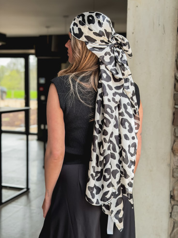 Foulard léopard Lovita - Ecru/Noir