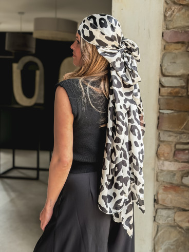 Foulard léopard Lovita - Ecru/Noir